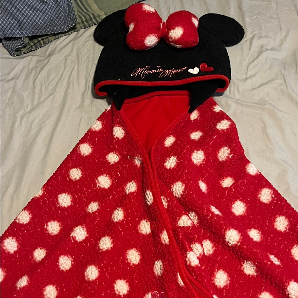 Minnie Mouse Red and White Polk a Dot Cape with Mouse Ears